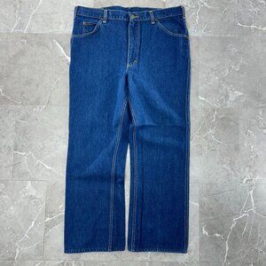 Vintage Eddie Bauer Jeans Mens 36X28 * Made in USA Blue Denim Workwear Dark Wash